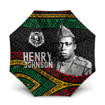 Henry Johnson Black History Month Umbrella Pan African Colors Tribal Geometric Pattern