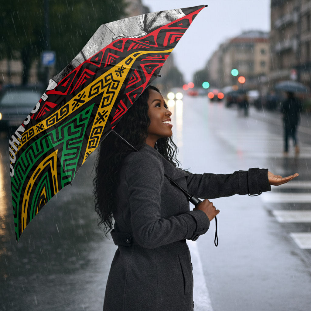 Henry Johnson Black History Month Umbrella Pan African Colors Tribal Geometric Pattern