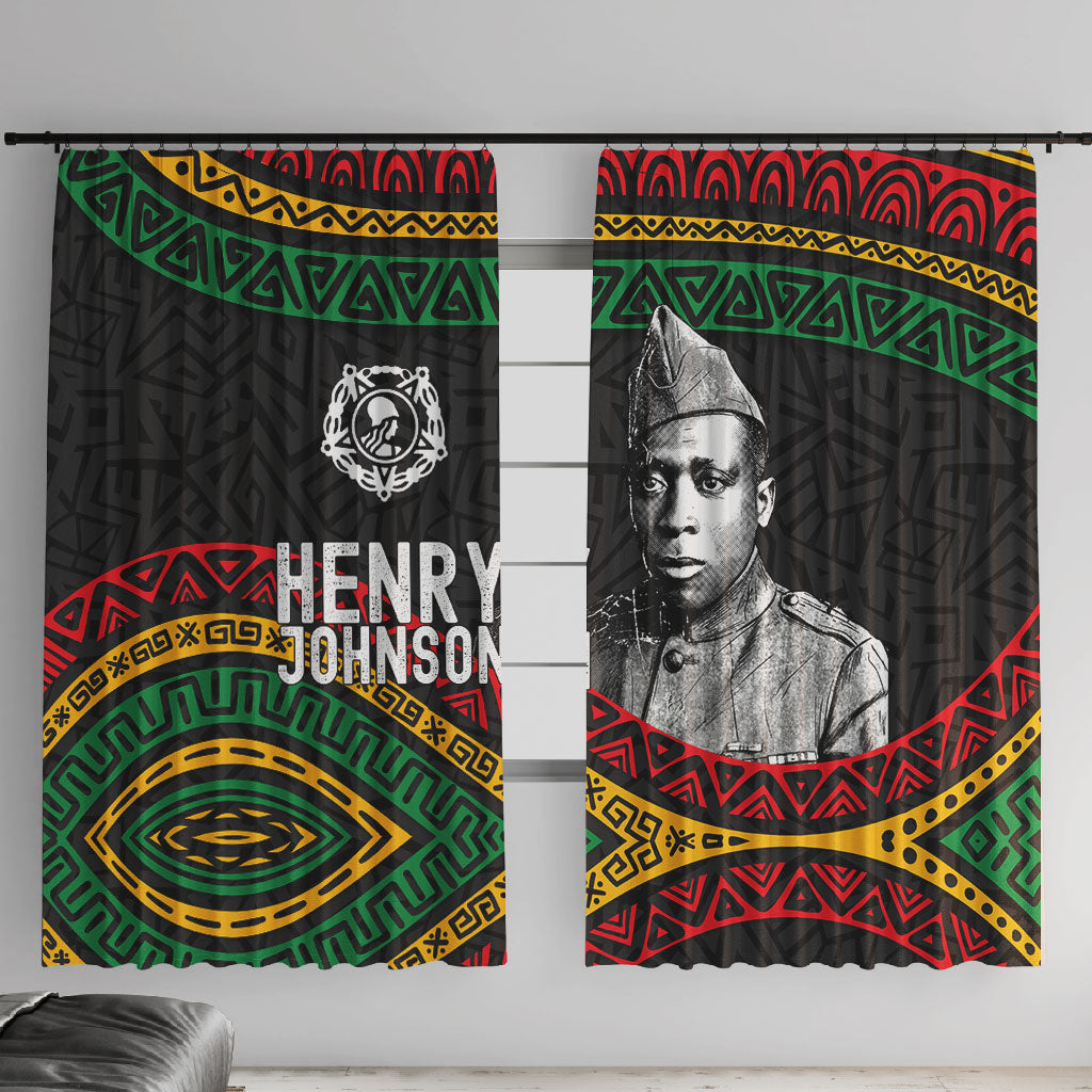 Henry Johnson Black History Month Window Curtain Pan African Colors Tribal Geometric Pattern
