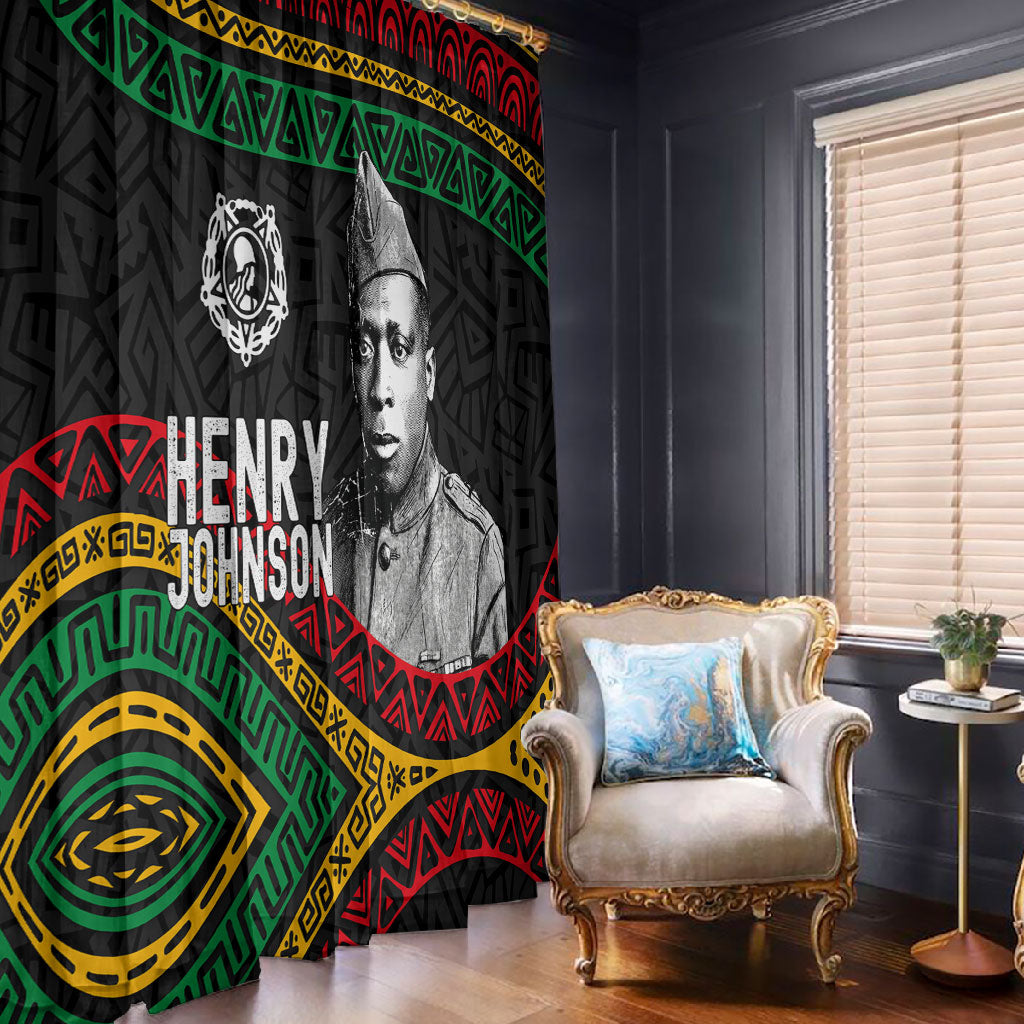 Henry Johnson Black History Month Window Curtain Pan African Colors Tribal Geometric Pattern