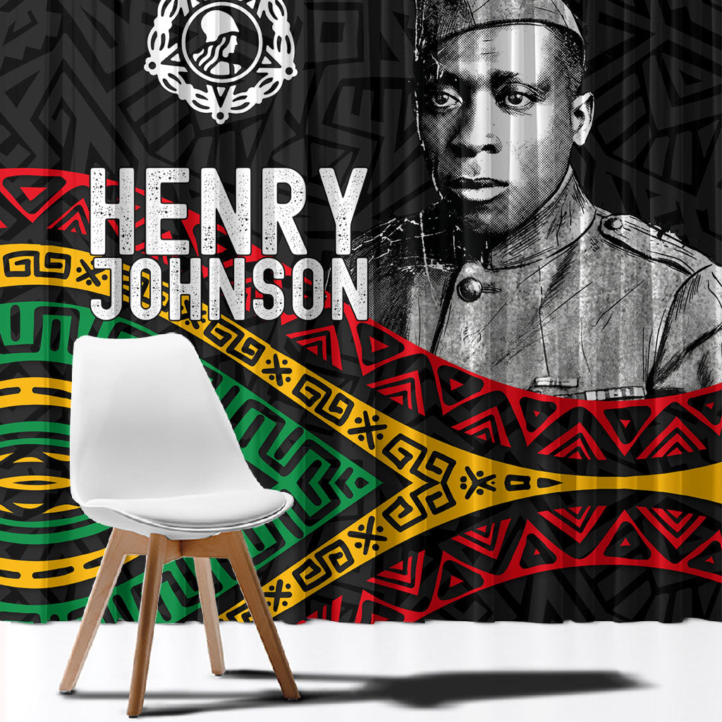 Henry Johnson Black History Month Window Curtain Pan African Colors Tribal Geometric Pattern
