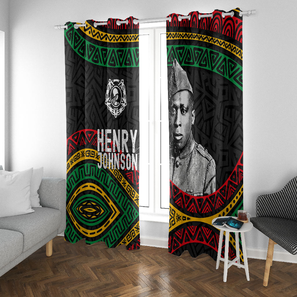 Henry Johnson Black History Month Window Curtain Pan African Colors Tribal Geometric Pattern