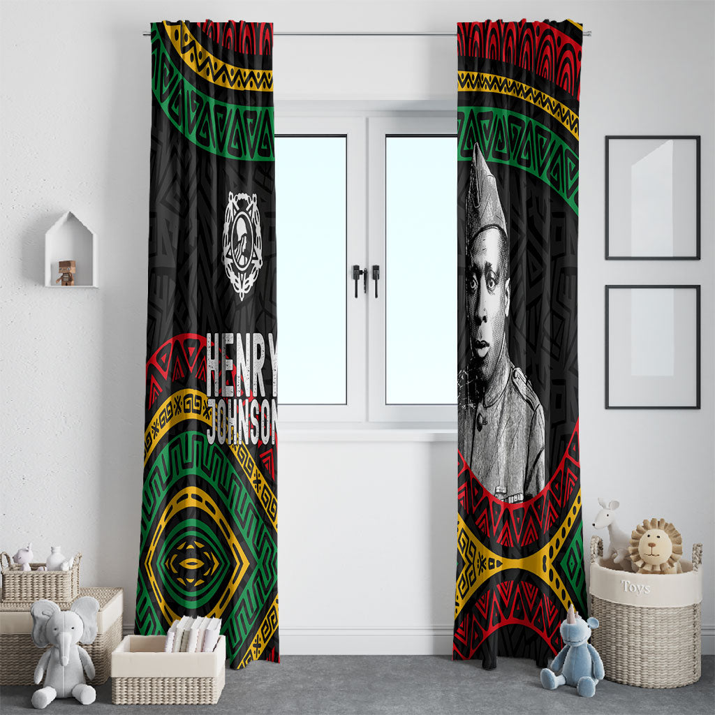 Henry Johnson Black History Month Window Curtain Pan African Colors Tribal Geometric Pattern