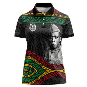 Henry Johnson Black History Month Women Polo Shirt Pan African Colors Tribal Geometric Pattern