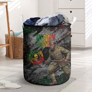 Henry Johnson Black History Month Laundry Basket Harlem Hellfighters Pan African Grunge Art