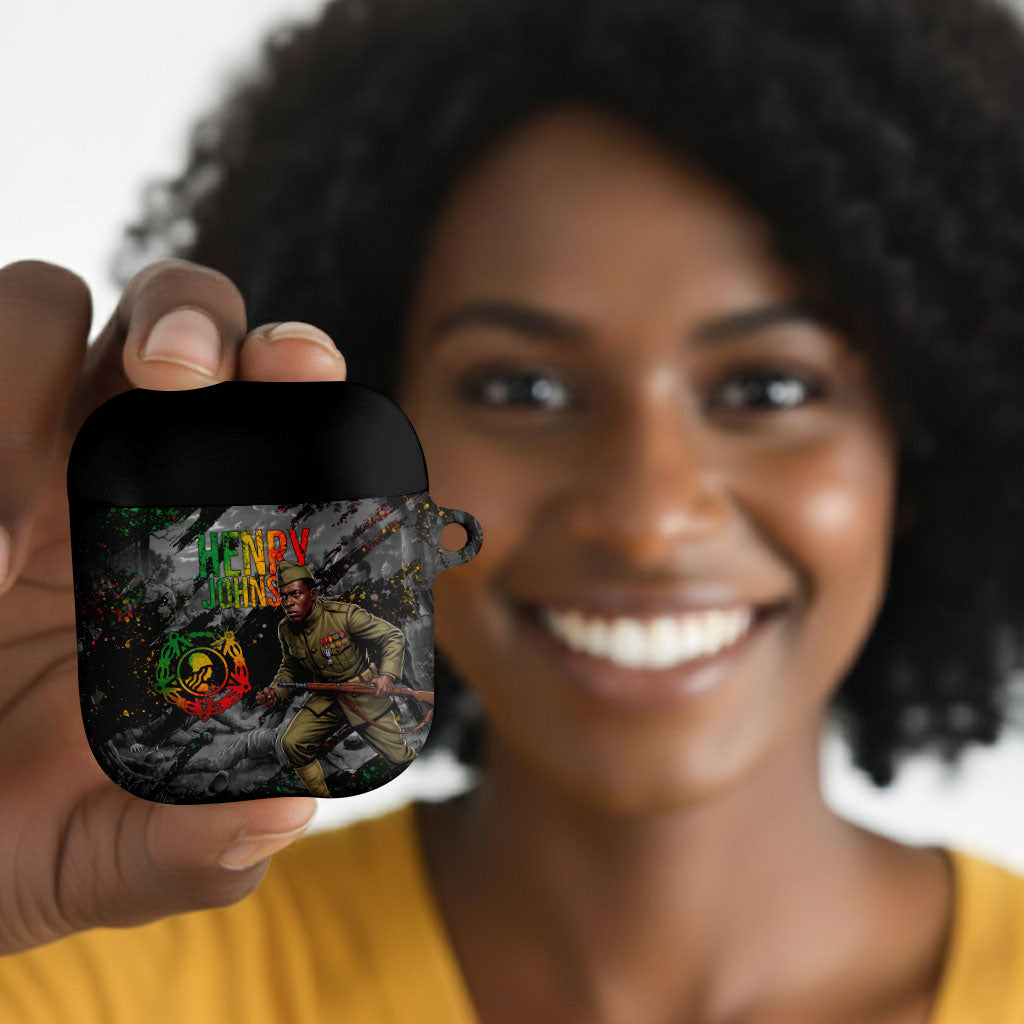 Henry Johnson Black History Month AirPods Case Harlem Hellfighters Pan African Grunge Art