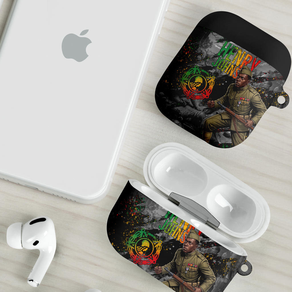 Henry Johnson Black History Month AirPods Case Harlem Hellfighters Pan African Grunge Art