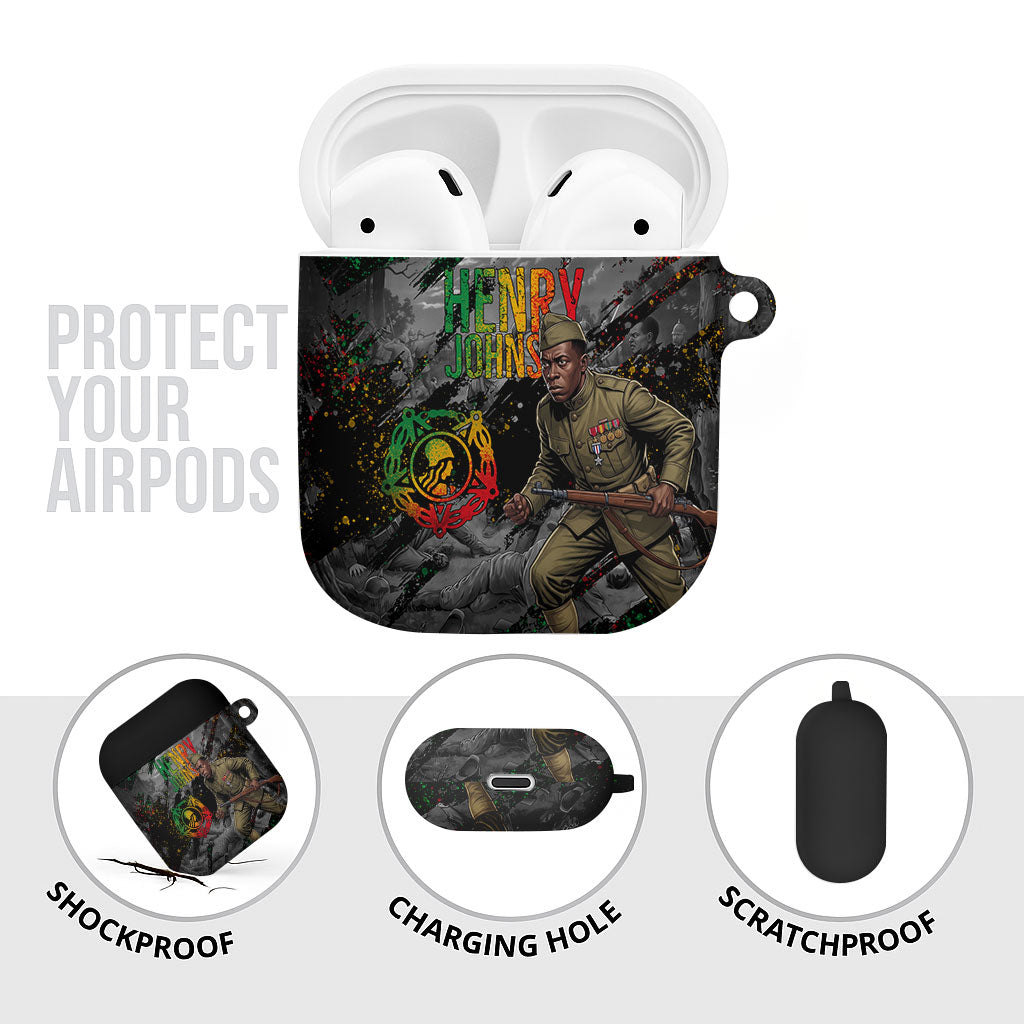 Henry Johnson Black History Month AirPods Case Harlem Hellfighters Pan African Grunge Art