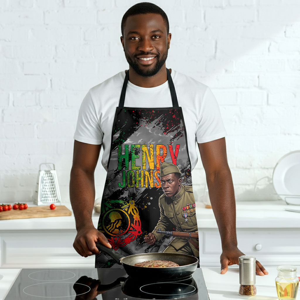 Henry Johnson Black History Month Apron Harlem Hellfighters Pan African Grunge Art