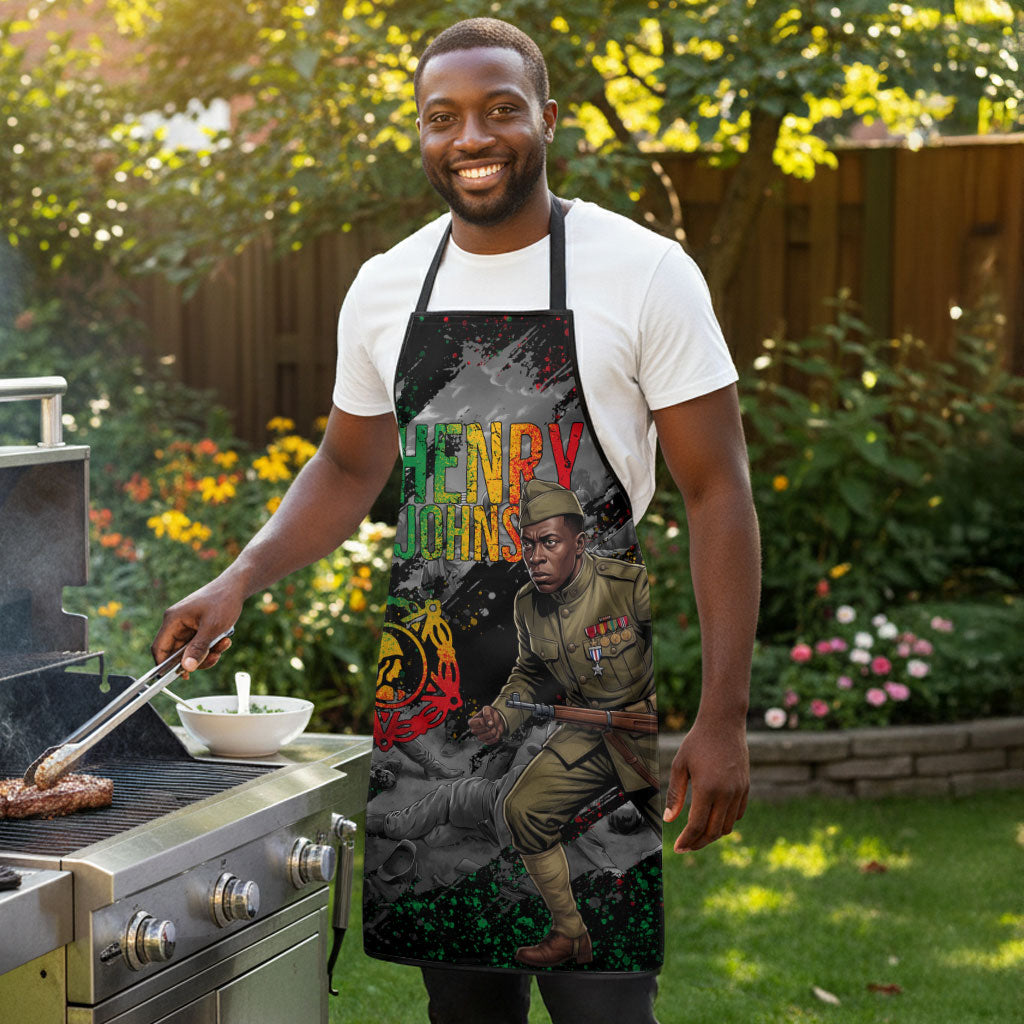 Henry Johnson Black History Month Apron Harlem Hellfighters Pan African Grunge Art