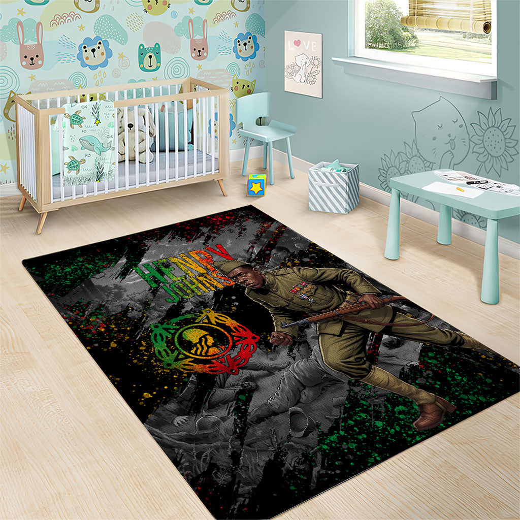 Henry Johnson Black History Month Area Rug Harlem Hellfighters Pan African Grunge Art