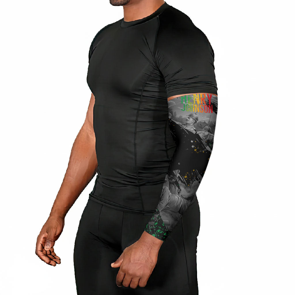 Henry Johnson Black History Month Arm Sleeves Harlem Hellfighters Pan African Grunge Art
