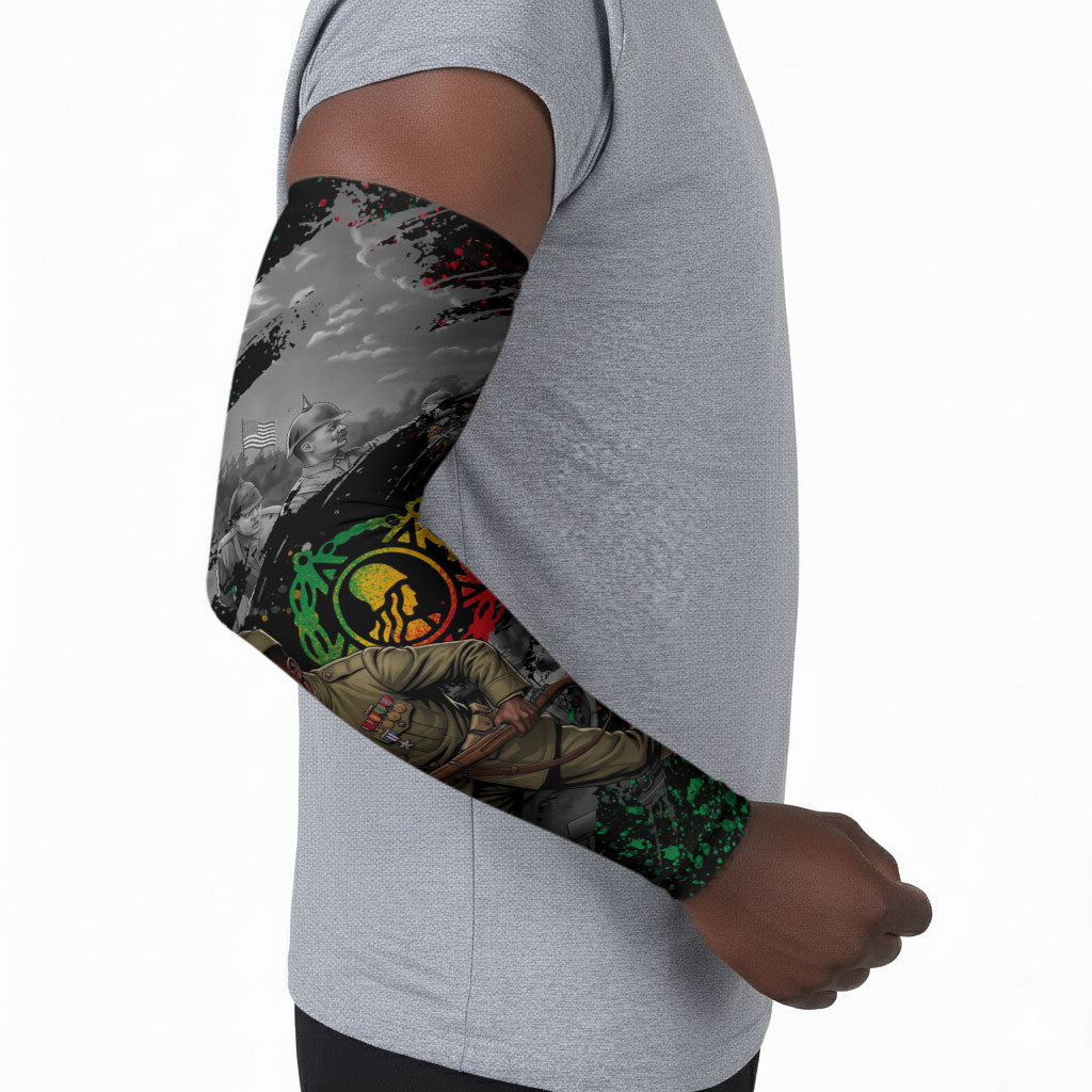 Henry Johnson Black History Month Arm Sleeves Harlem Hellfighters Pan African Grunge Art
