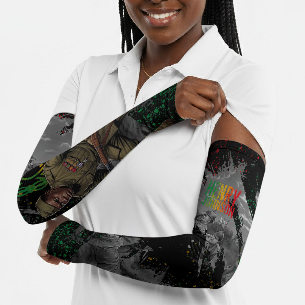 Henry Johnson Black History Month Arm Sleeves Harlem Hellfighters Pan African Grunge Art