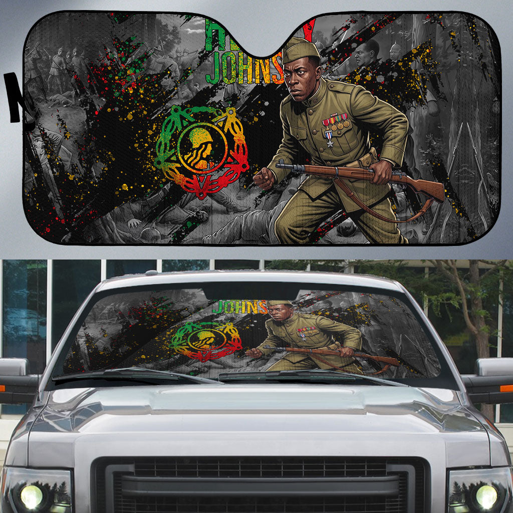 Henry Johnson Black History Month Auto Sun Shade Harlem Hellfighters Pan African Grunge Art