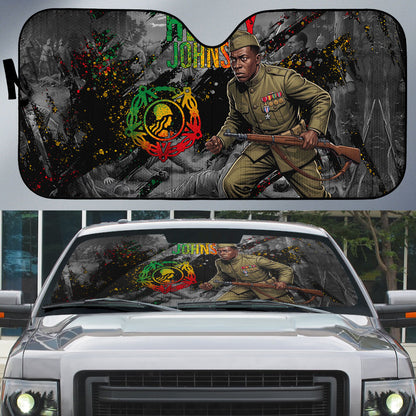 Henry Johnson Black History Month Auto Sun Shade Harlem Hellfighters Pan African Grunge Art