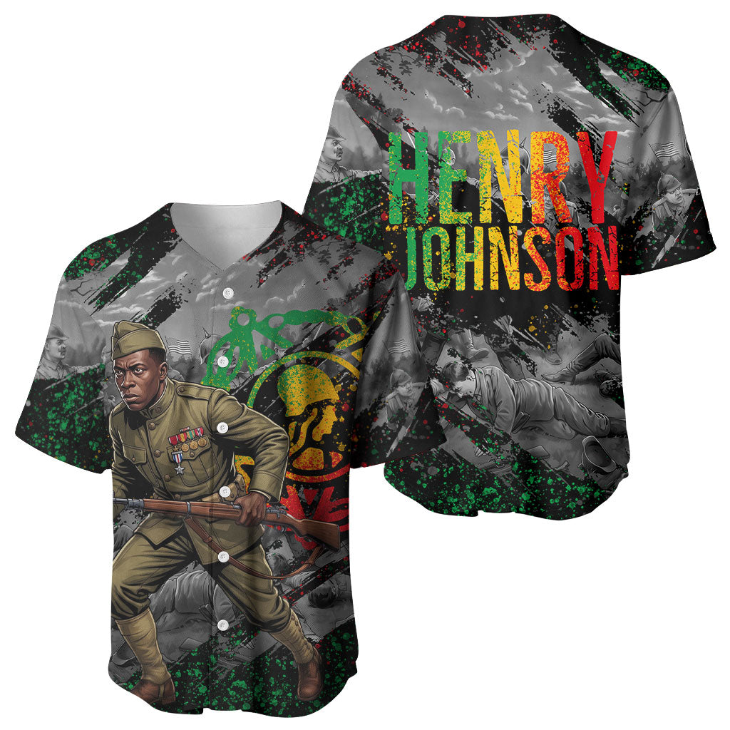 Henry Johnson Black History Month Baseball Jersey Harlem Hellfighters Pan African Grunge Art