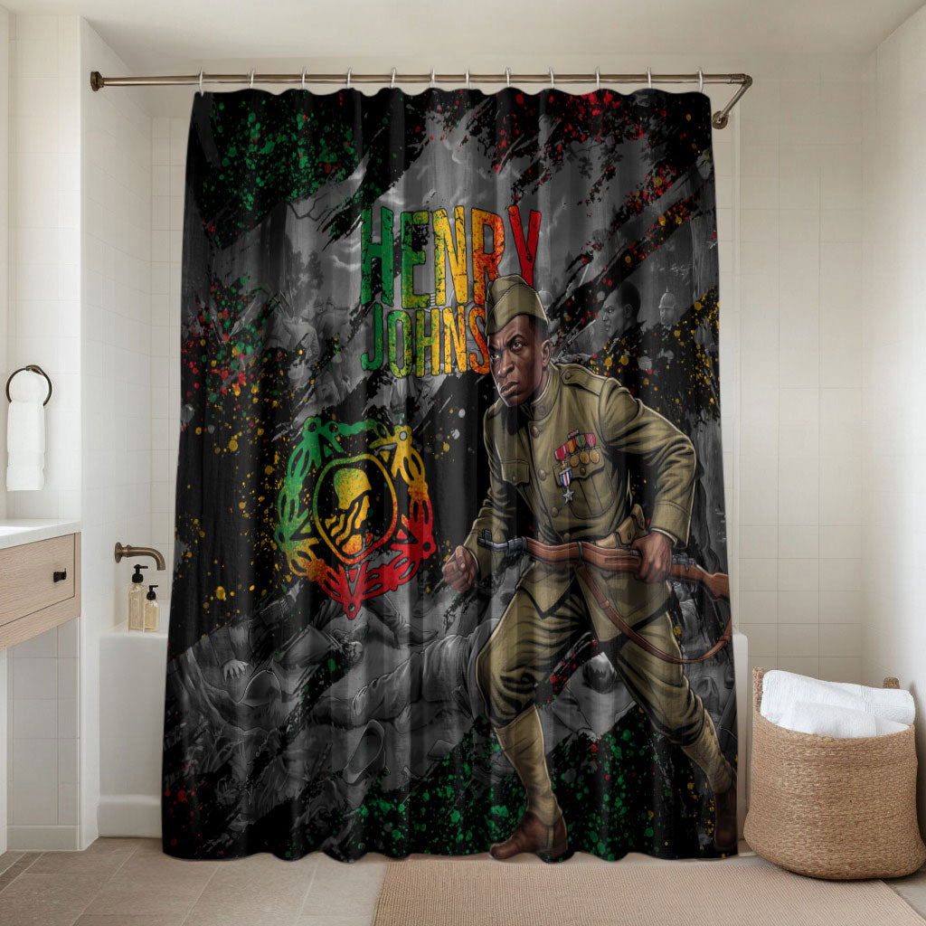 Henry Johnson Black History Month Bathroom Set Harlem Hellfighters Pan African Grunge Art