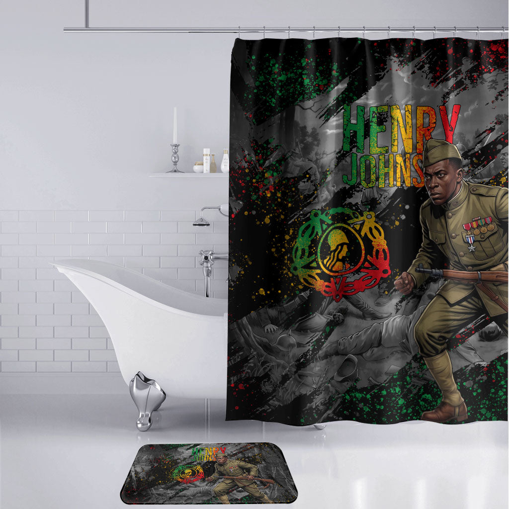 Henry Johnson Black History Month Bathroom Set Harlem Hellfighters Pan African Grunge Art