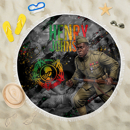 Henry Johnson Black History Month Beach Blanket Harlem Hellfighters Pan African Grunge Art