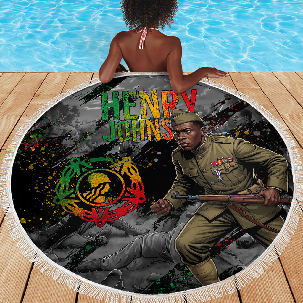 Henry Johnson Black History Month Beach Blanket Harlem Hellfighters Pan African Grunge Art