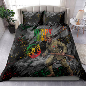 Henry Johnson Black History Month Bedding Set Harlem Hellfighters Pan African Grunge Art