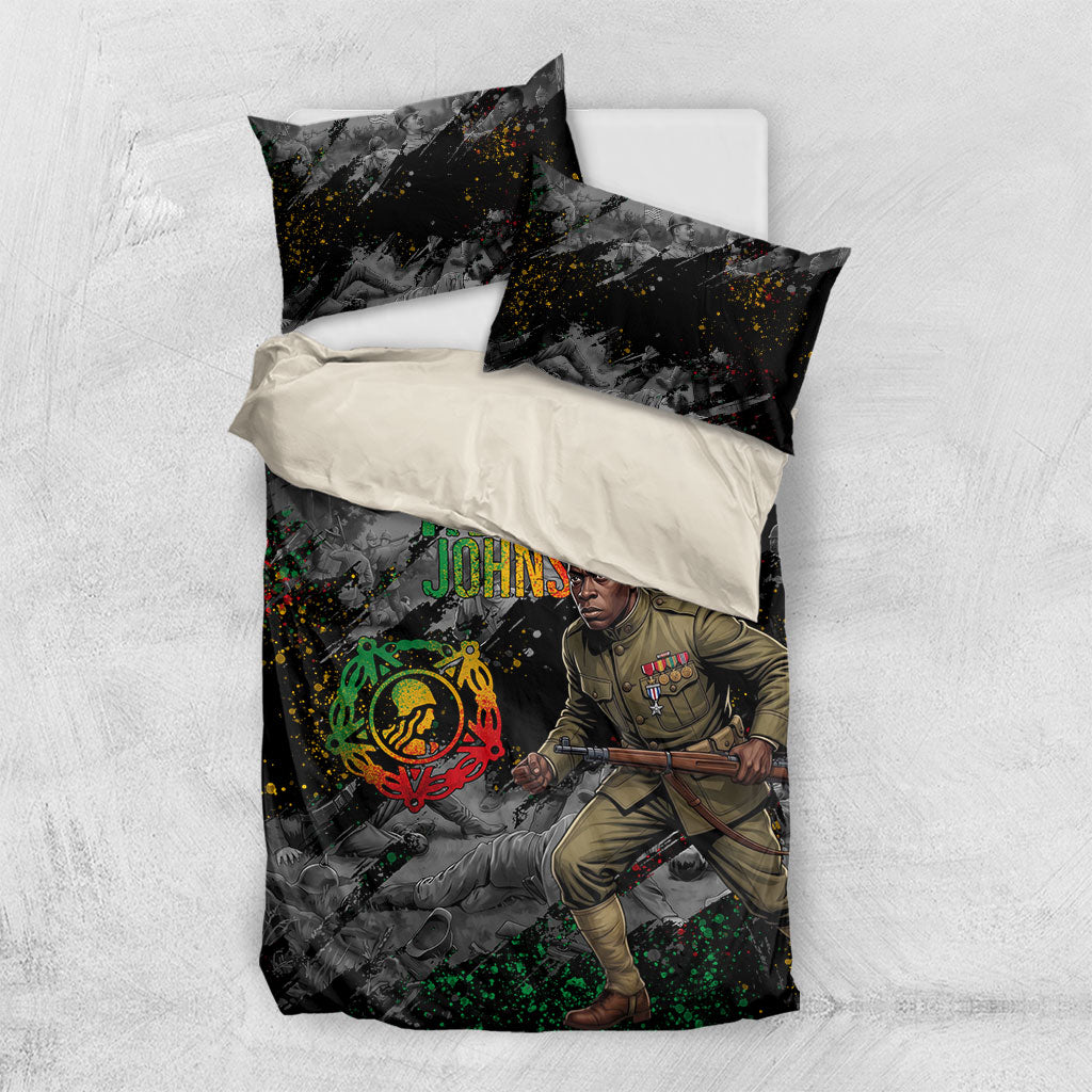 Henry Johnson Black History Month Bedding Set Harlem Hellfighters Pan African Grunge Art
