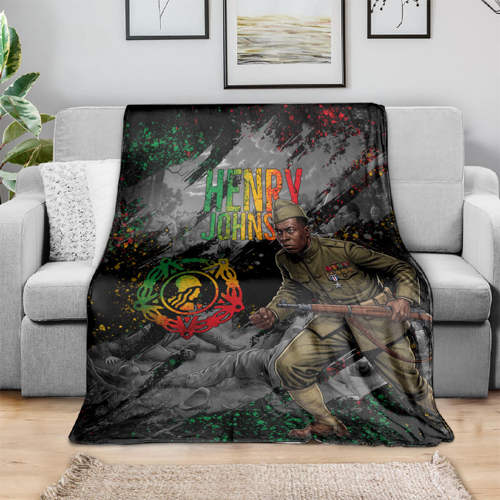 Henry Johnson Black History Month Blanket Harlem Hellfighters Pan African Grunge Art