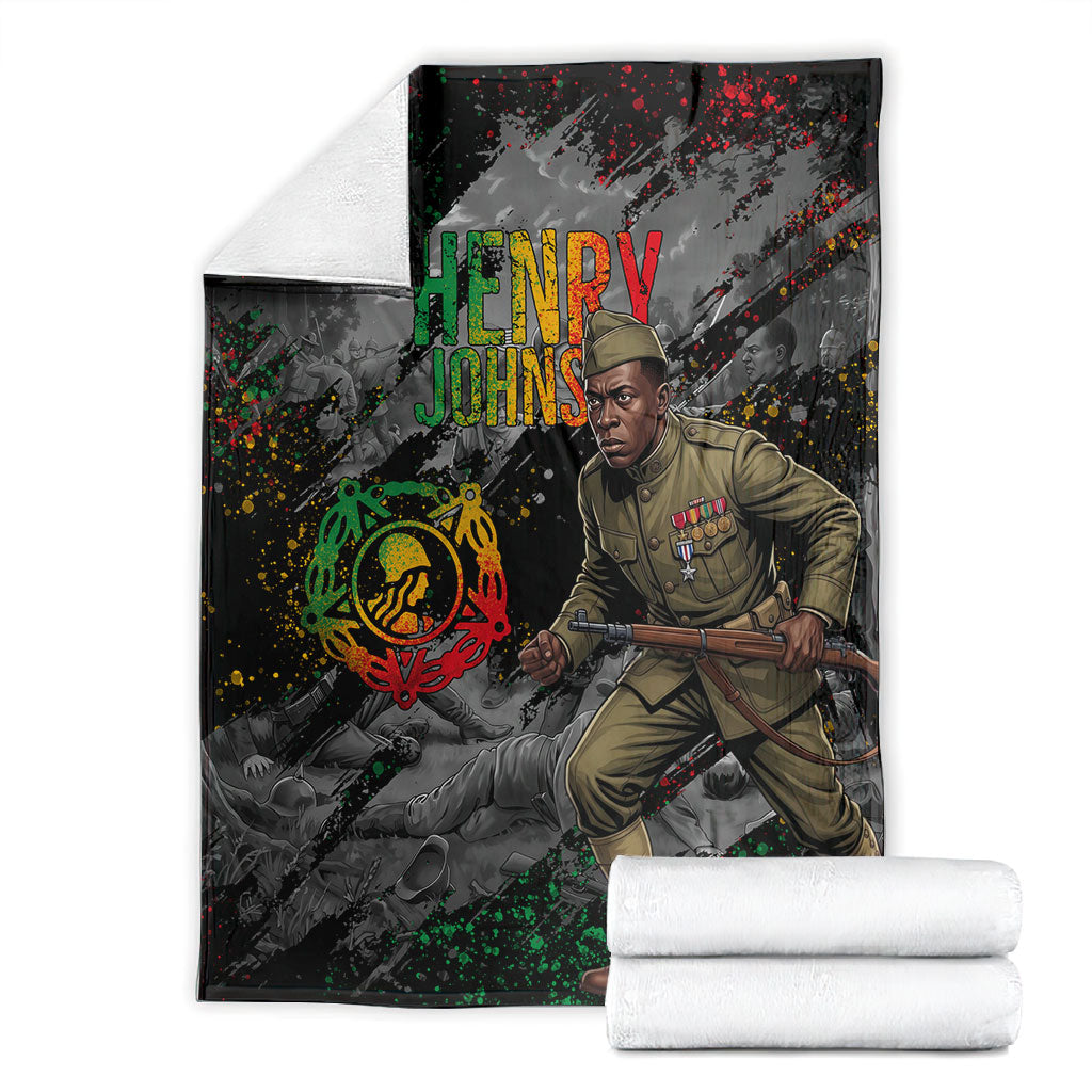 Henry Johnson Black History Month Blanket Harlem Hellfighters Pan African Grunge Art