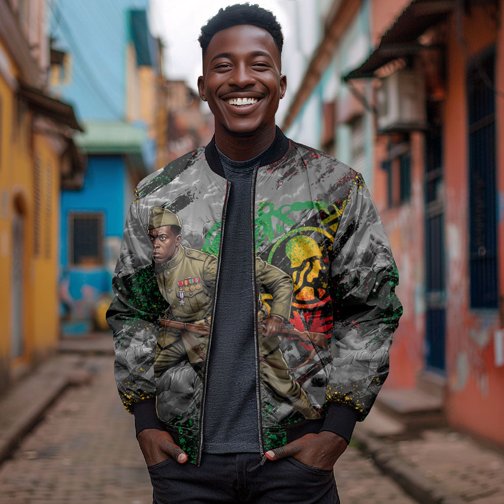 Henry Johnson Black History Month Bomber Jacket Harlem Hellfighters Pan African Grunge Art