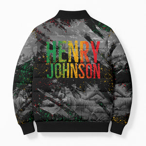 Henry Johnson Black History Month Bomber Puffer Jacket Harlem Hellfighters Pan African Grunge Art