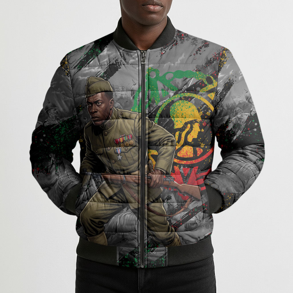 Henry Johnson Black History Month Bomber Puffer Jacket Harlem Hellfighters Pan African Grunge Art