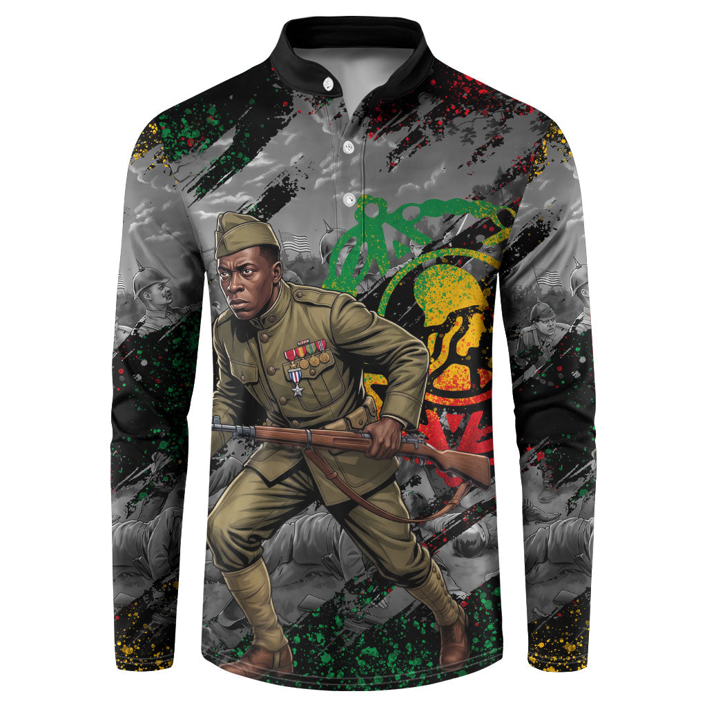 Henry Johnson Black History Month Button Sweatshirt Harlem Hellfighters Pan African Grunge Art