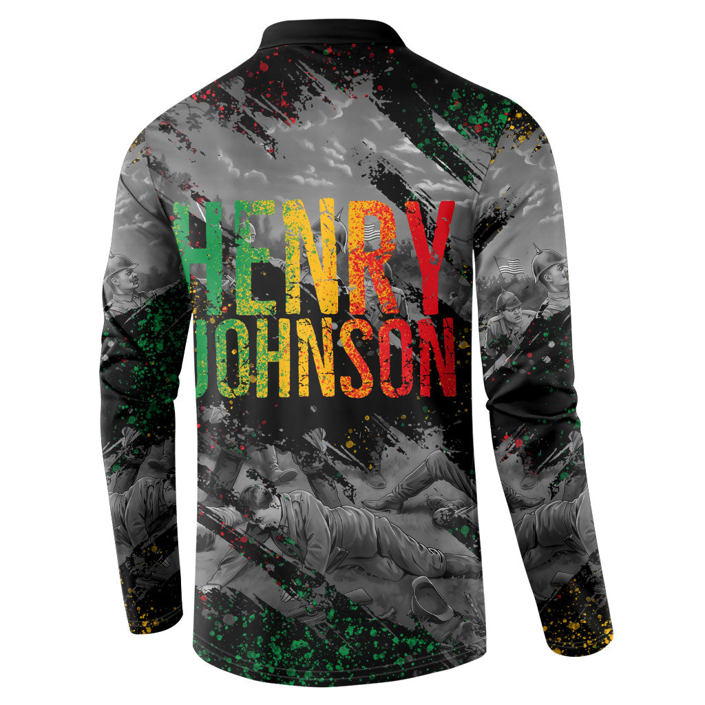 Henry Johnson Black History Month Button Sweatshirt Harlem Hellfighters Pan African Grunge Art