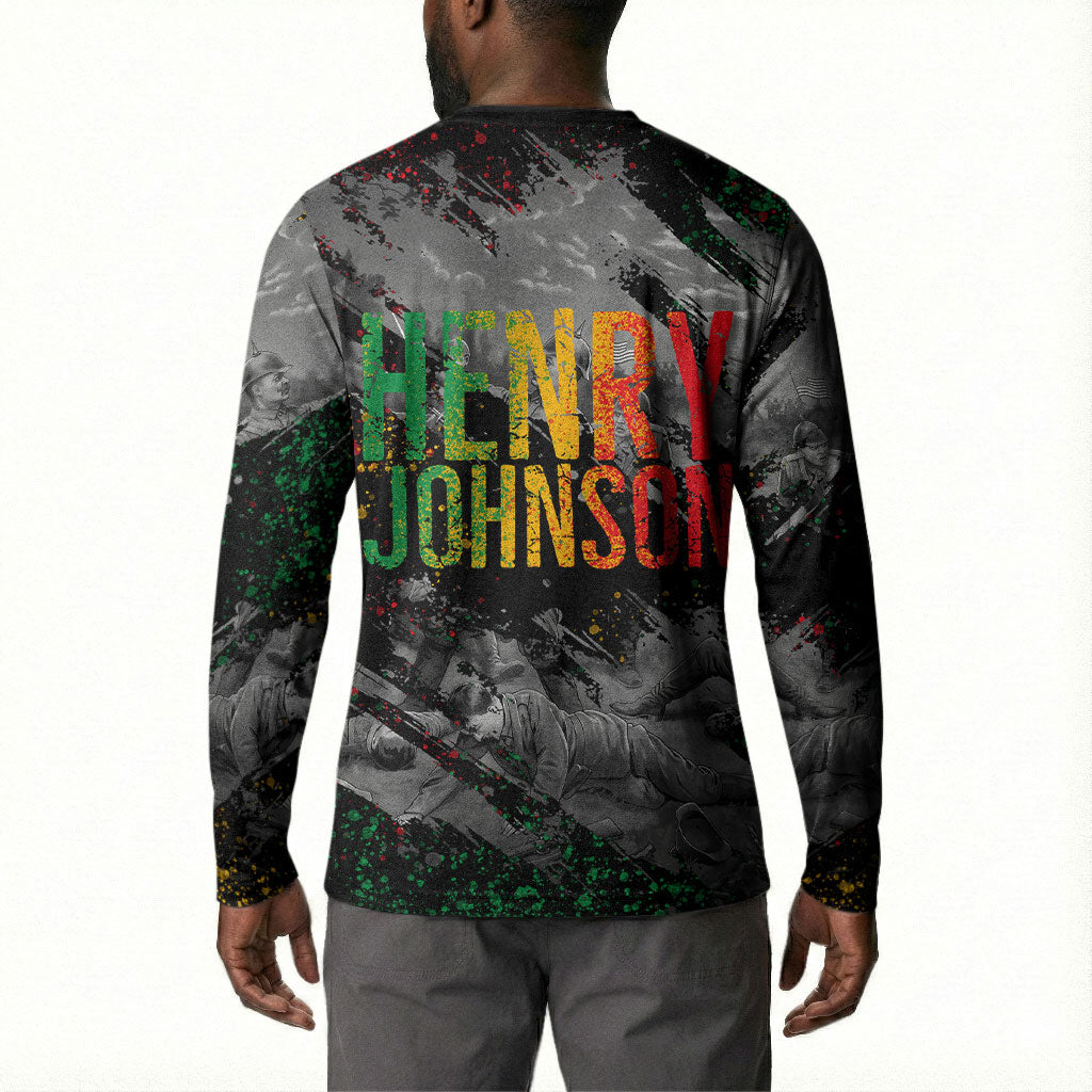 Henry Johnson Black History Month Button Sweatshirt Harlem Hellfighters Pan African Grunge Art
