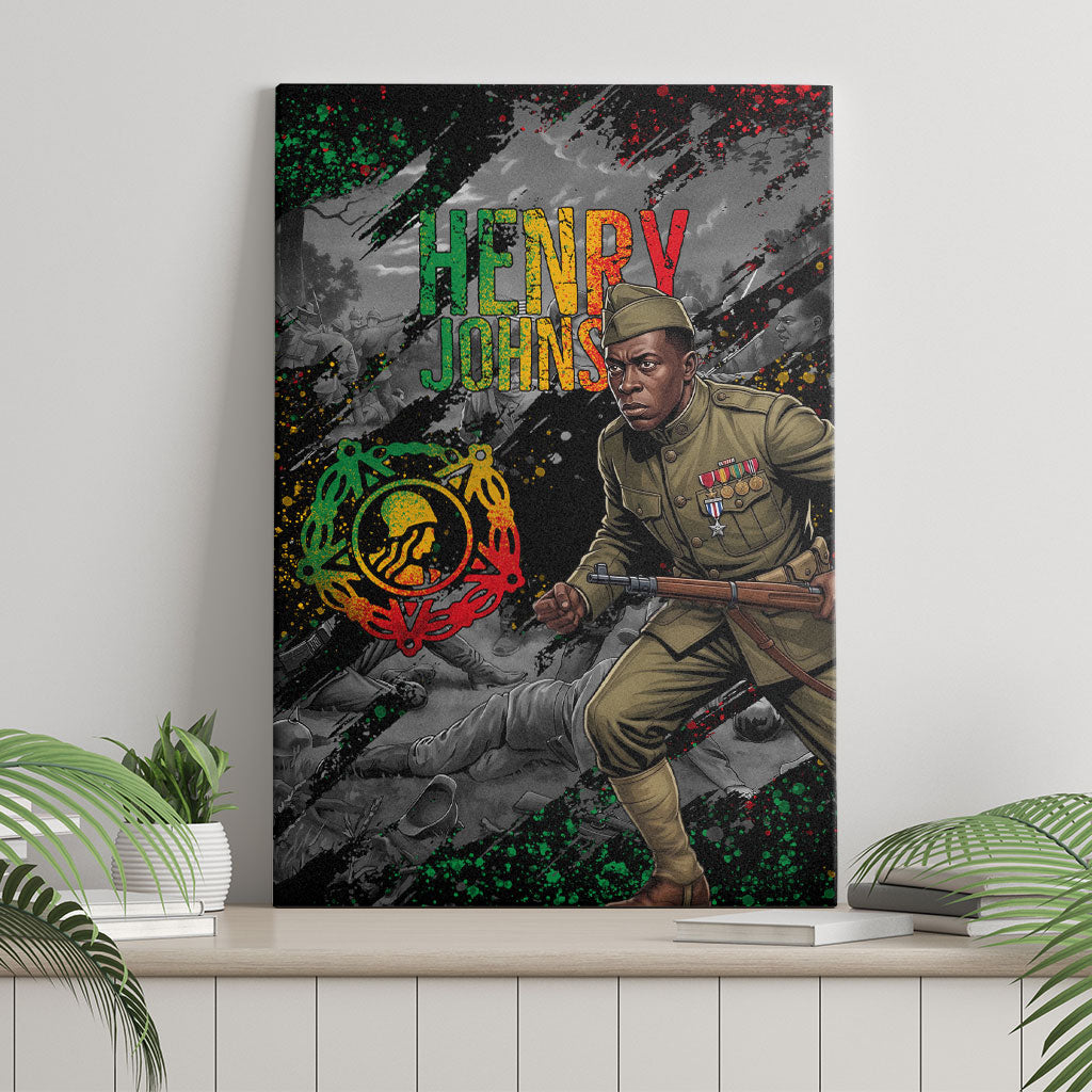 Henry Johnson Black History Month Canvas Wall Art Harlem Hellfighters Pan African Grunge Art