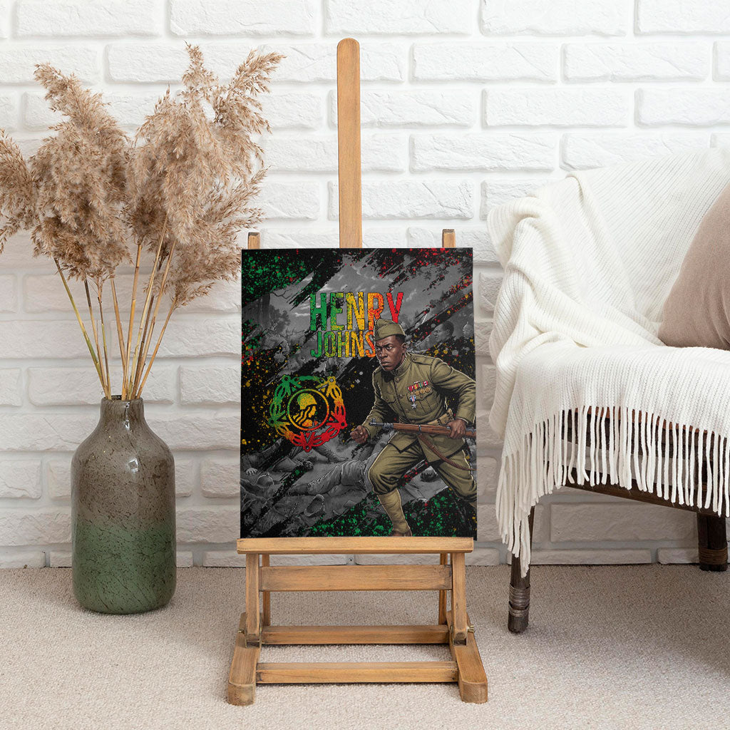 Henry Johnson Black History Month Canvas Wall Art Harlem Hellfighters Pan African Grunge Art