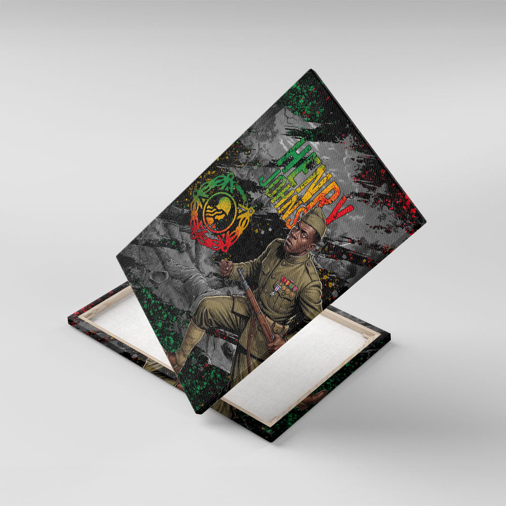 Henry Johnson Black History Month Canvas Wall Art Harlem Hellfighters Pan African Grunge Art