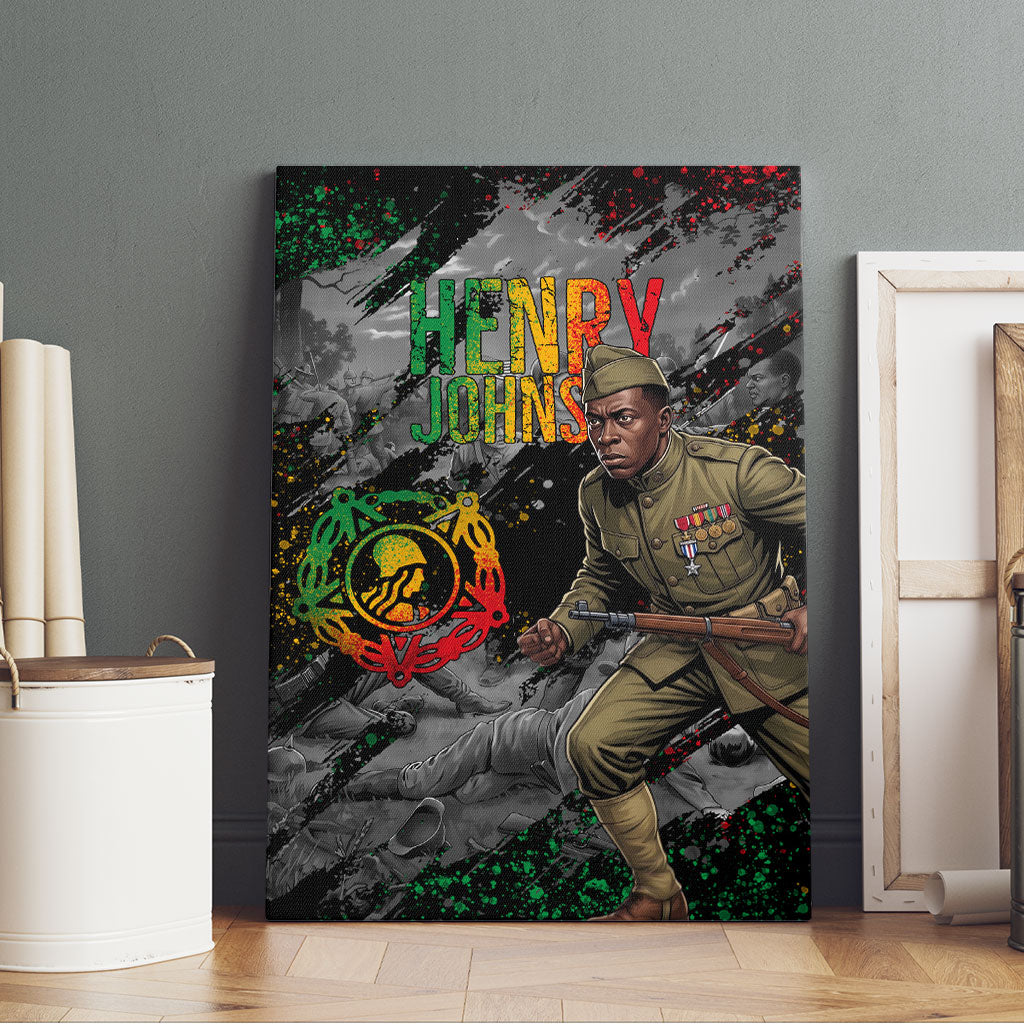 Henry Johnson Black History Month Canvas Wall Art Harlem Hellfighters Pan African Grunge Art