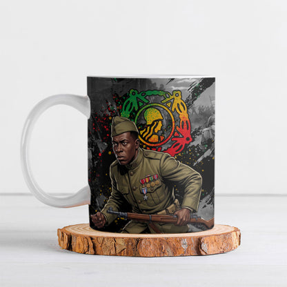 Henry Johnson Black History Month Ceramic Mug Harlem Hellfighters Pan African Grunge Art