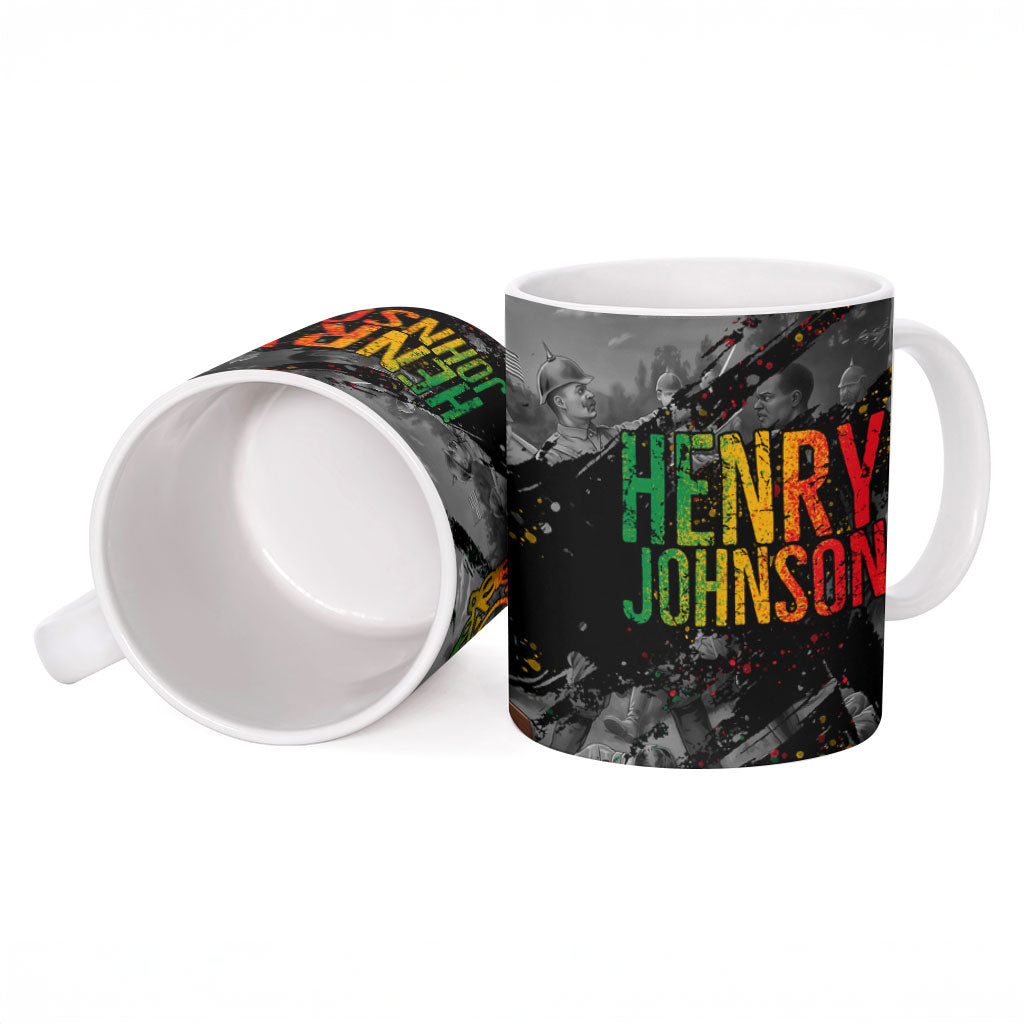 Henry Johnson Black History Month Ceramic Mug Harlem Hellfighters Pan African Grunge Art