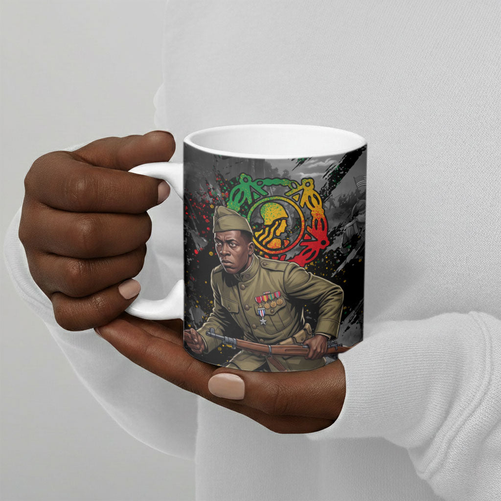 Henry Johnson Black History Month Ceramic Mug Harlem Hellfighters Pan African Grunge Art