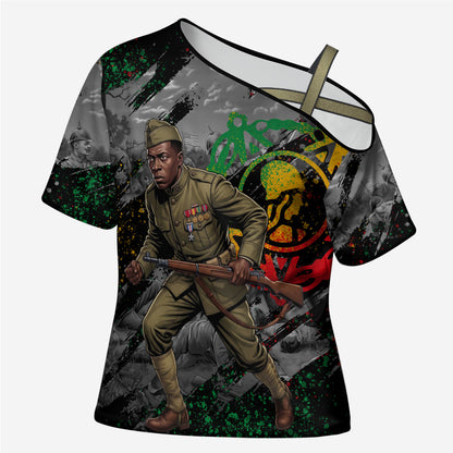 Henry Johnson Black History Month Cross Shoulder Shirt Harlem Hellfighters Pan African Grunge Art