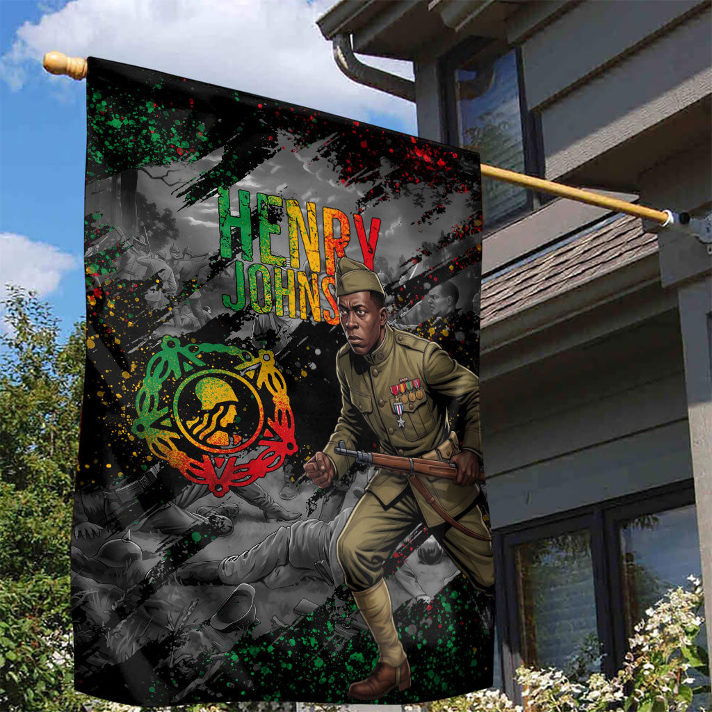 Henry Johnson Black History Month Garden Flag Harlem Hellfighters Pan African Grunge Art
