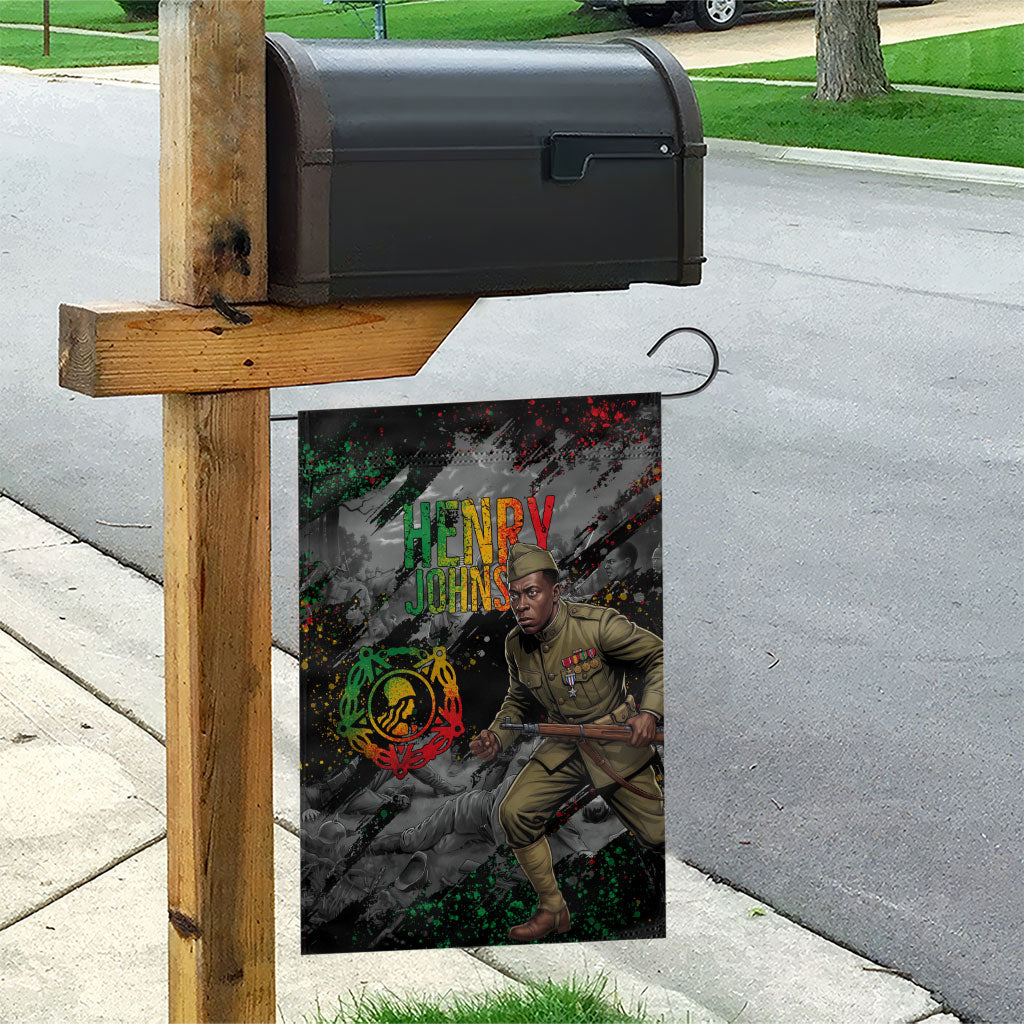 Henry Johnson Black History Month Garden Flag Harlem Hellfighters Pan African Grunge Art