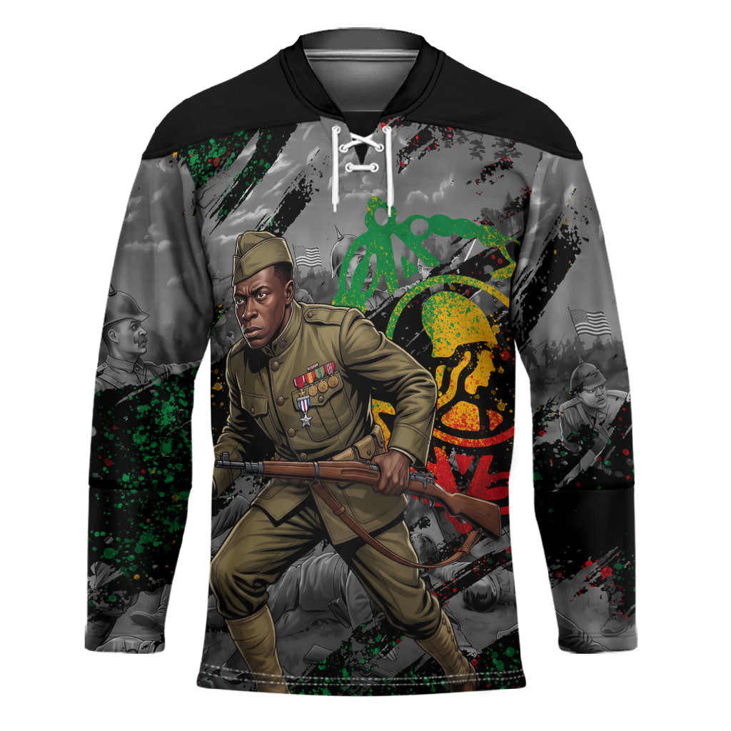 Henry Johnson Black History Month Hockey Jersey Harlem Hellfighters Pan African Grunge Art
