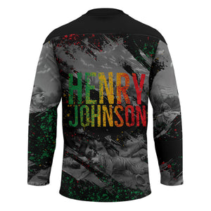 Henry Johnson Black History Month Hockey Jersey Harlem Hellfighters Pan African Grunge Art