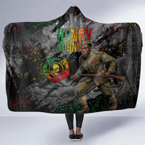 Henry Johnson Black History Month Hooded Blanket Harlem Hellfighters Pan African Grunge Art