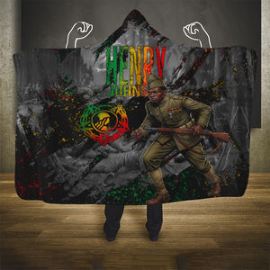 Henry Johnson Black History Month Hooded Blanket Harlem Hellfighters Pan African Grunge Art