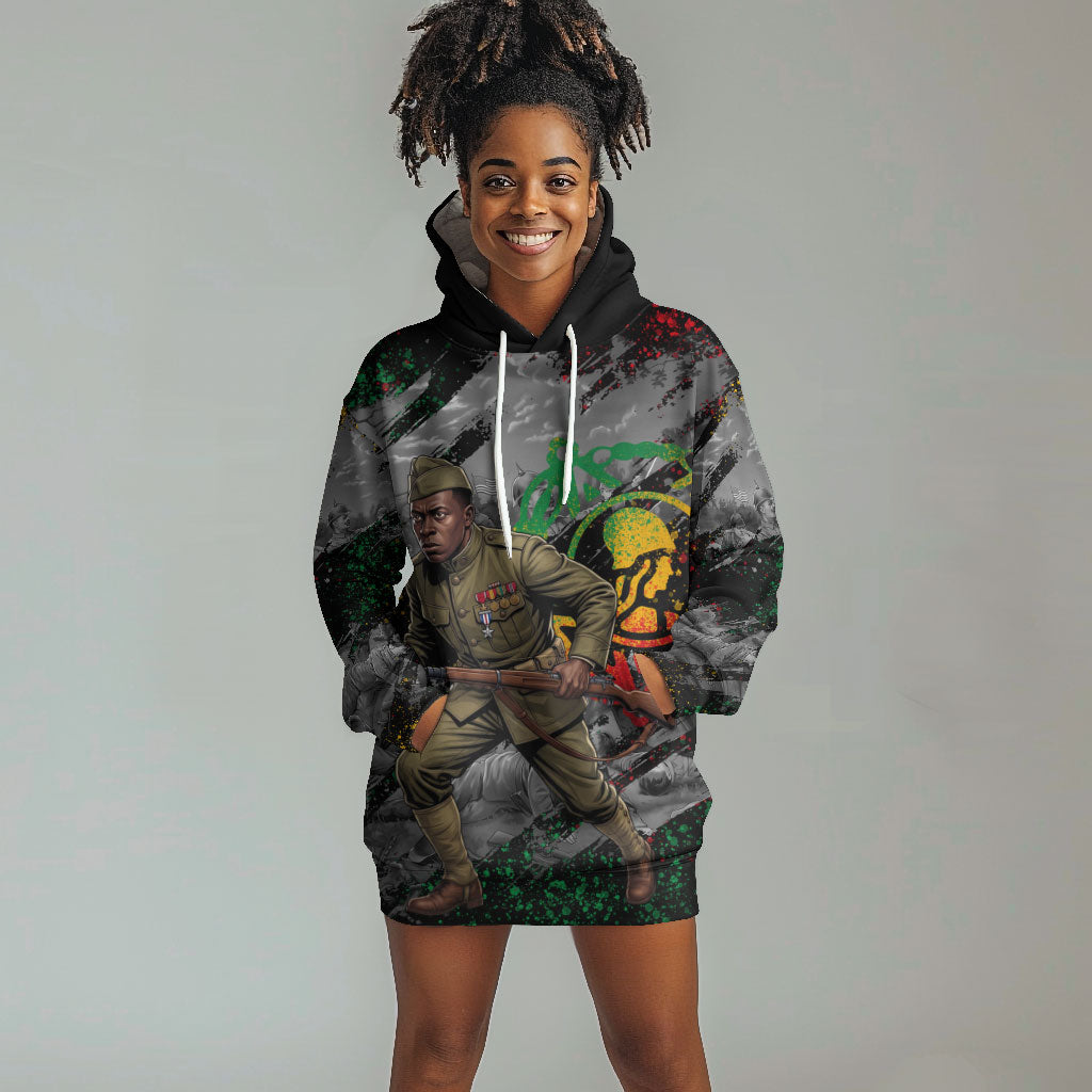 Henry Johnson Black History Month Hoodie Dress Harlem Hellfighters Pan African Grunge Art